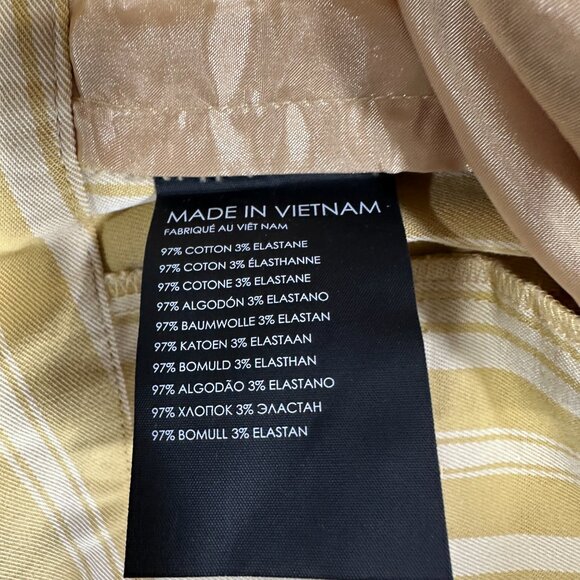 Club Monaco Pants Womens 12 Matie Slim Crop Yellow Stripe Cotton Stretch NEW - Picture 6 of 8